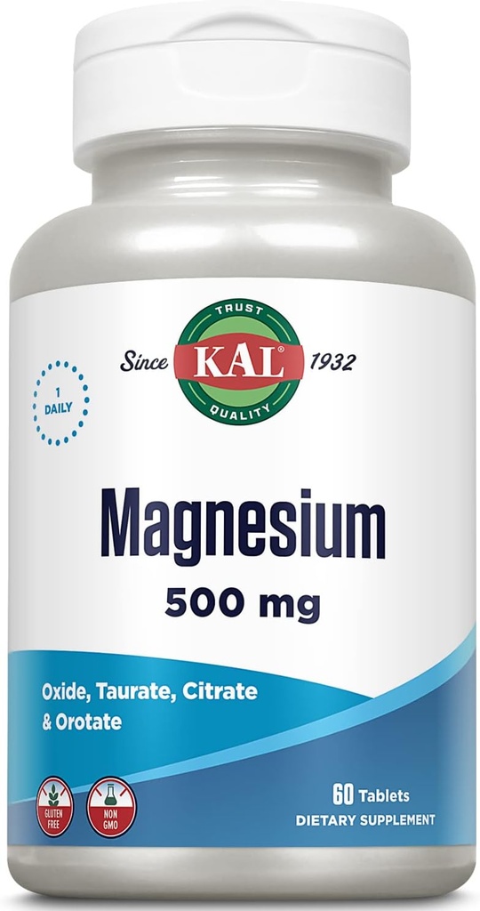 Kal 500 Mg Comprimés de magnésium, 60 Nombre