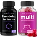 NutraChamps Liver Cleanse Detox Capsules and (2-Pack) Women's Multivitamin Gummies Bundle