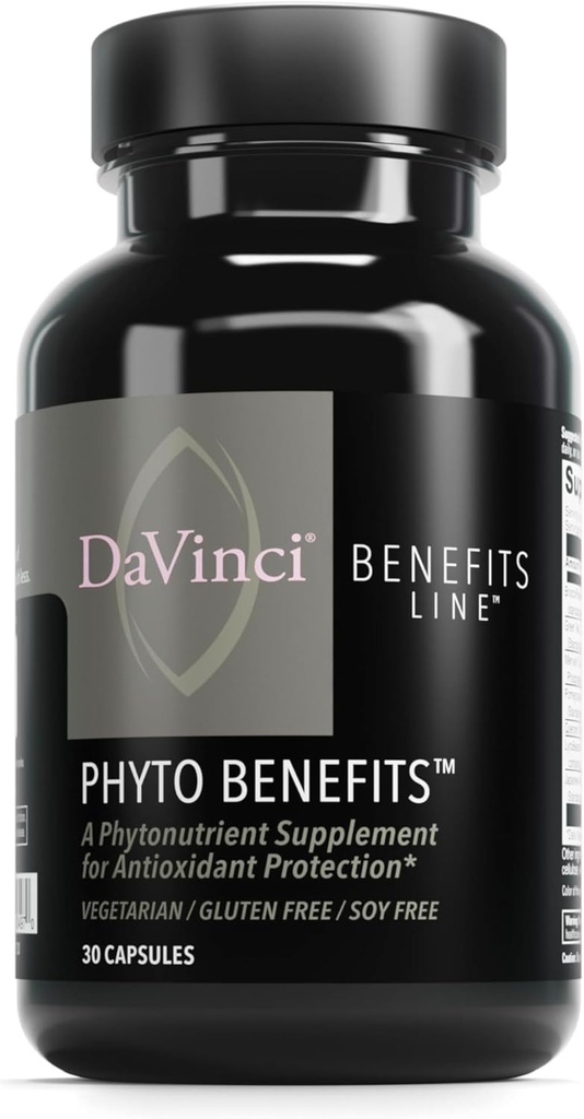 DAVINCI Labs Phyto Benefits - soutient la santé cardiaque, cérébrale et immunitaire, la production de GLP-1 et plus encore avec Curcumine, Quercetin, Thé vert et plus* - Végétarien, sans gluten, sans soja - 30 capsules