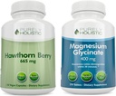 Berry Hawthorn purement holistique 665mg + Glycinat de magnésium 400mg + 150 Capsules et 270 comprimés - Ensemble végétalien - Fabriqué aux États-Unis