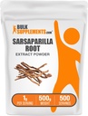 BulkSupplements.com Poudre d'extrait de racine Sarsaparilla - supplément Sarsaparilla, racine Smilax Sarsaparilla - sans herbes et sans gluten, 1g par portion, 500g (1,1 lb) (paquet de 1)