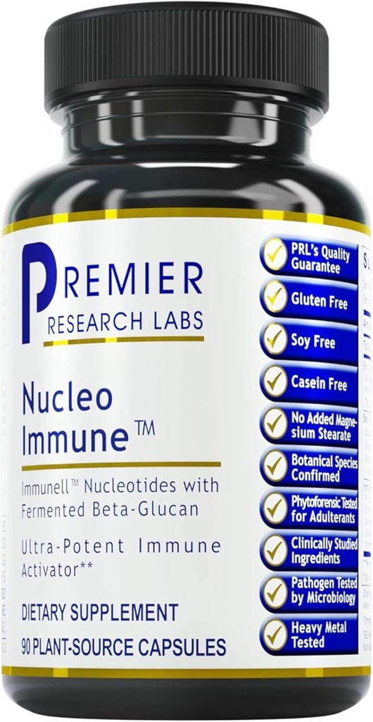 Premier Research Labs Nucleo Immune - Beta Glucan Suppléments, Beta Glucans, Phytochimiques, Prickly Pear, Fibre, Immune Support - 90 Capsules