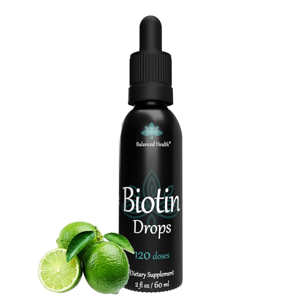 Biotine gouttes - 120 portions, 2 oz, Lemon Saveur, promouvoir la peau et les ongles des cheveux sains