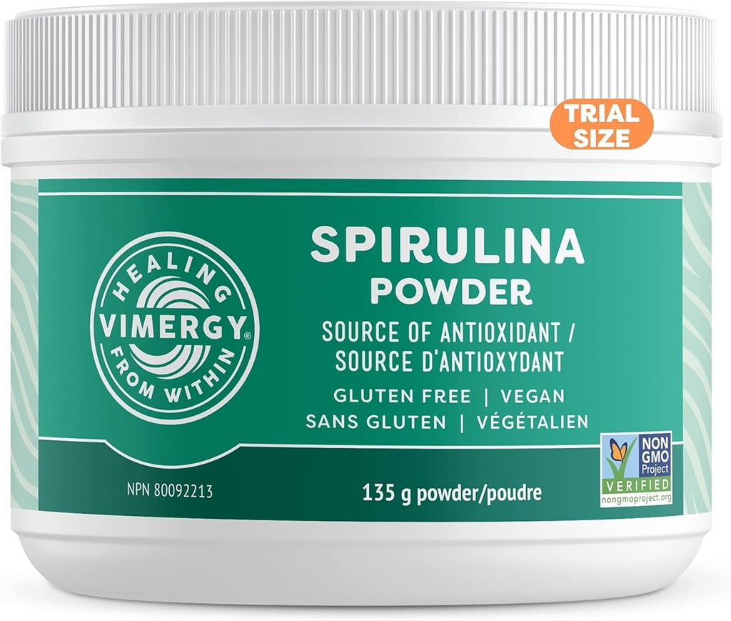 Vimergy Spirulina Powder – Concentrated Plant Protein Supports Immune Health & Cardiovascular Function – Vegan, Kosher, Gluten-Free – 125g