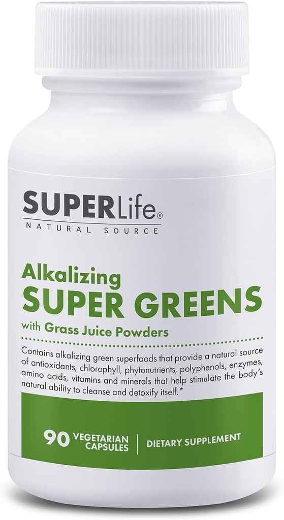 100% Alcalinisation biologique Super Greens - Superfood w/Alfalfa, Orge & Blé Grass, Matcha & Chlorella - Source naturelle de Phytonutriments et Chlorophylle