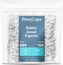 PureCaps États-Unis - Capsules de gélatine vides de taille 000.100 Pilules jointes Clear.