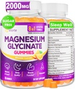 Supplément de Glycinat de magnésium pour adultes femmes, Gommies de magnésium avec L-Thréonate, Ashwagandha, Vitamine B6- Sommeil, Relaxation, Calme, Énergie, Vegan, Sans sucre, 60 Compte