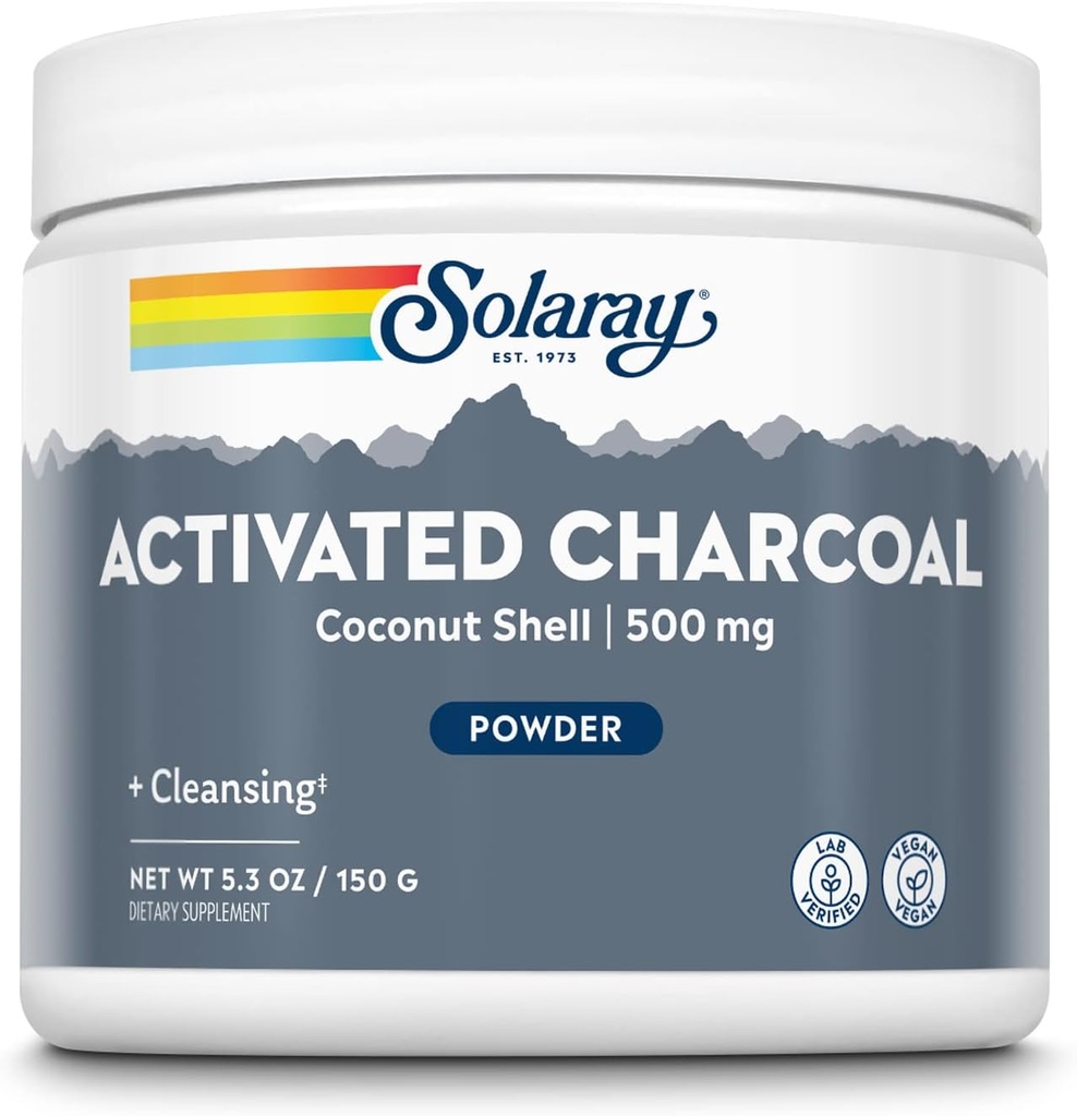 Solaray Activated Coconut Poudre de charbon de coco 500 mg