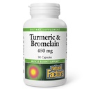 Facteurs naturels, Turmeric & Bromelain 450 mg, Soutien musculaire et articulaire, 90 Capsules