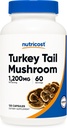 Nutricost Turkey Tail Mushroom Capsules 1200mg, 60 portions (120 gélules) - Sans gluten, sans OGM et respectueux des végétaux