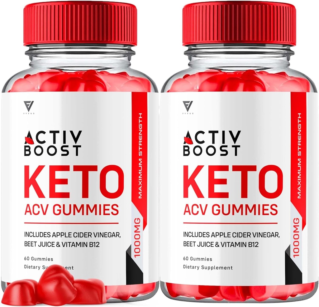 (2 Pack) Activ Boost Keto ACV Gummies, Activboost Keto + ACV Advanced Support, Active Boost Keto ACV Gummies Énergie Apple Cidre Vinegar Vitamine B12 Supplément Activeboost Max Formula (120 Gummies)
