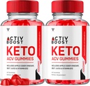 (2 Pack) Activ Boost Keto ACV Gummies, Activboost Keto + ACV Advanced Support, Active Boost Keto ACV Gummies Énergie Apple Cidre Vinegar Vitamine B12 Supplément Activeboost Max Formula (120 Gummies)