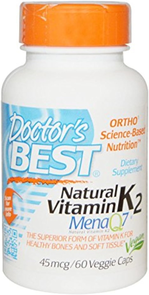 La meilleure vitamine naturelle de docteur K2 Mk-7 avec Menaq7 45 Mcg 60 Vég.