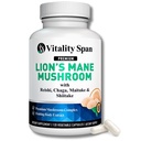Lions Mane Supplément Capsules - Extrait de Champignons: Chaga, Maitake, Reishi & Shiitake Champignons.