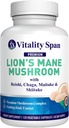 Lions Mane Supplément Capsules - Extrait de Champignons: Chaga, Maitake, Reishi & Shiitake Champignons.