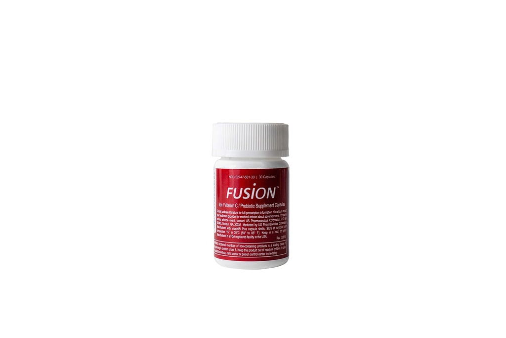 Supplément de fer fusion - 65 mg Fumarate de fer - 65 mg Complexe de fer polysaccharidique stimulé par les probiotiques brevetés et la vitamine C
