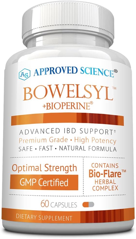 Sciences approuvées Bowelsyl - 60 Capsules - Supports GI Tract, apaise Colon, restaure les nutriments - Haute absorption - Tous naturels, non-OGM