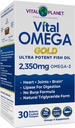Vital Planet - Vital Omega Ultra Potent Wild Capture Omega 3 Supplément huile de poisson avec 2350mg de supplément acide gras Omega 3 de haute puissance EPA et DHA pour soutenir la santé du cerveau et du coeur 30 Softgels