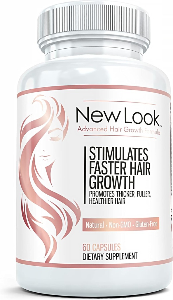 Nouveau look Vitamines de soutien de la croissance des cheveux pour les femmes et les hommes.