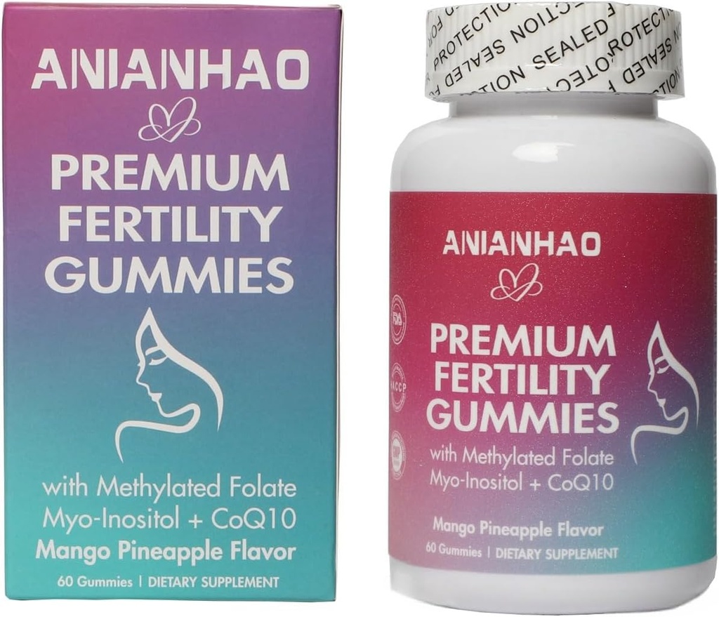 Gommies de fertilité premium pour les femmes, Gommies d'équilibre féminin premium, avec Inositol, CoQ10, Folate et vitamines, soutien Hormone Balance, ovulation/cycle menstruel, 1 mois d'approvisionnement