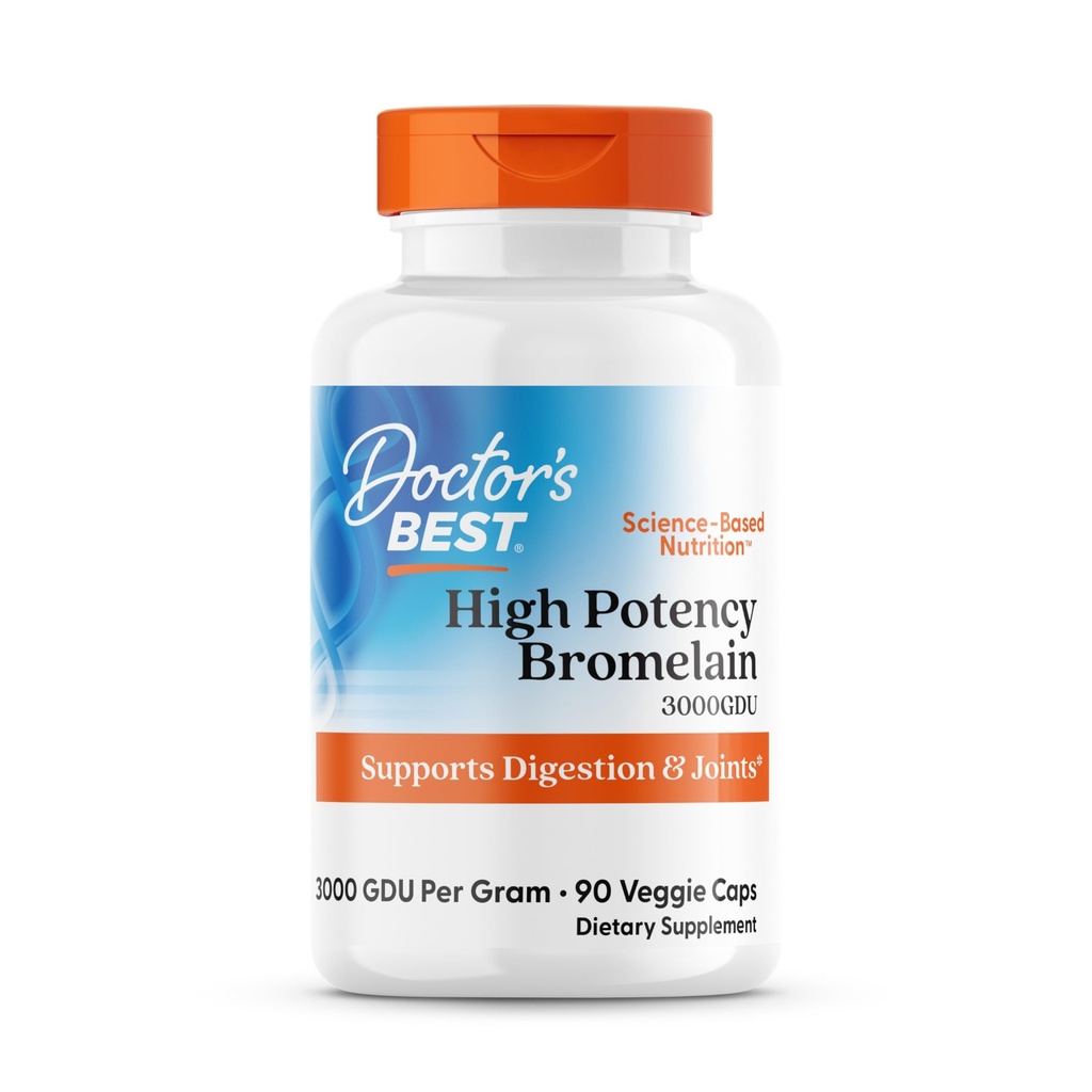 Le meilleur 3000 GDU enzymes digestifs protéolytiques bromolainiques, soutient la digestion saine, la santé articulaire, l'absorption nutritive, 500 mg, Capsule, 90 Compte(paquet de 1)