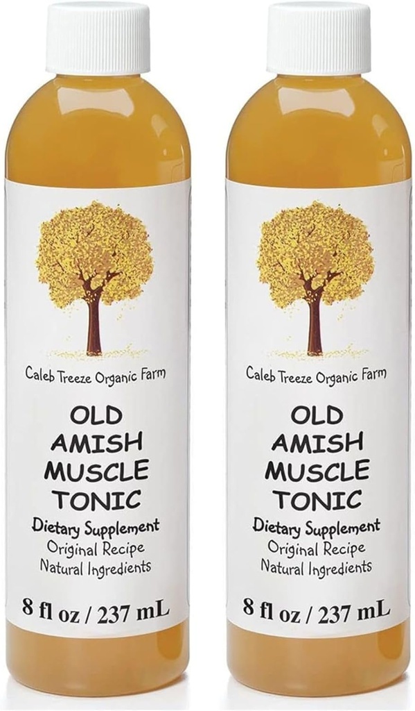 Caleb Treeze Old Amish Muscle Tonic 8 oz, Leg Cramps Relief, Foot Cramps Relief, Legs sans repos, Muscle Cramps & Spasm Relief - Pack de 2