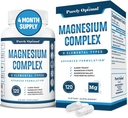 Complexe Magnésium Purement Optimisé - 6 formes Magnésium Glycinate, Citrate et Malate - Soutien du sommeil, Soulagement du stress, Muscles, Santé du coeur et relaxation - Supplément Magnésium pour les femmes et les hommes, 120 Caps