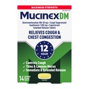 Suppresseur de la toux et expectorant, Mucinex DM Résistance maximale 12 heures Comprimés, 14ct, 1200 mg Guaifènesine, soulage la congestion thoracique, calme la toux humide et sèche, 1 médecin recommandé OTC Expectorant