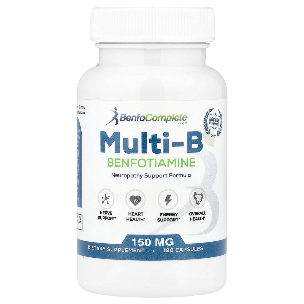 Benfotiamine Inc, Formule de soutien multi-B de la neuropathie, 150 mg, 120 gélules (1)