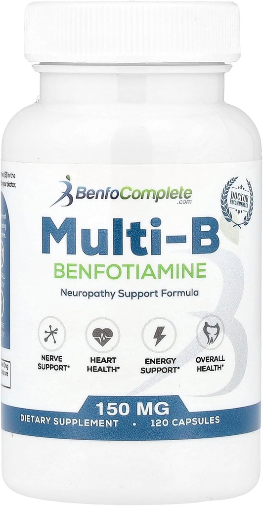 Benfotiamine Inc, Formule de soutien multi-B de la neuropathie, 150 mg, 120 gélules (1)