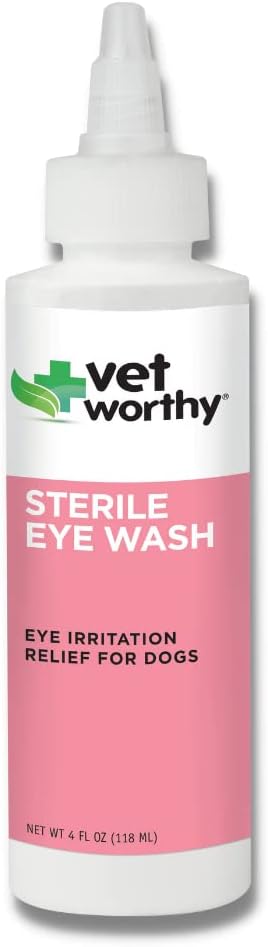 Vet Worthy Eye Wash for Dogs - Gentle Eye Cleansing Solution for Dogs to Prevent Tear Stain and Eye Irritation - Dog Eye Cleaner for Tear Stain, Dirt, and Eye Discharge - 4oz