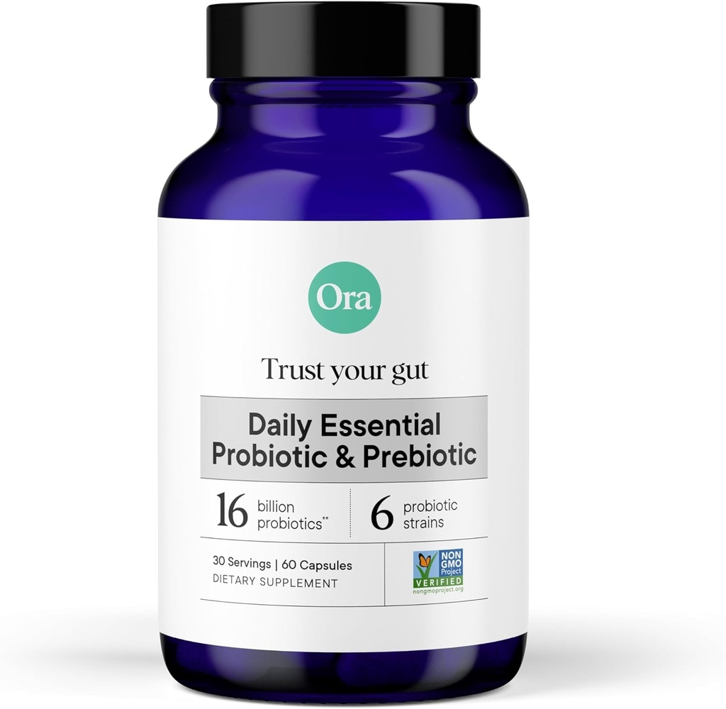 Probiotiques biologiques Ora avec des prébiotiques pour la santé digestive 16 Million CFU - Faites confiance à votre Gut - Strains - Acidophilus Lactobacillus Breve Bifidum Lactis