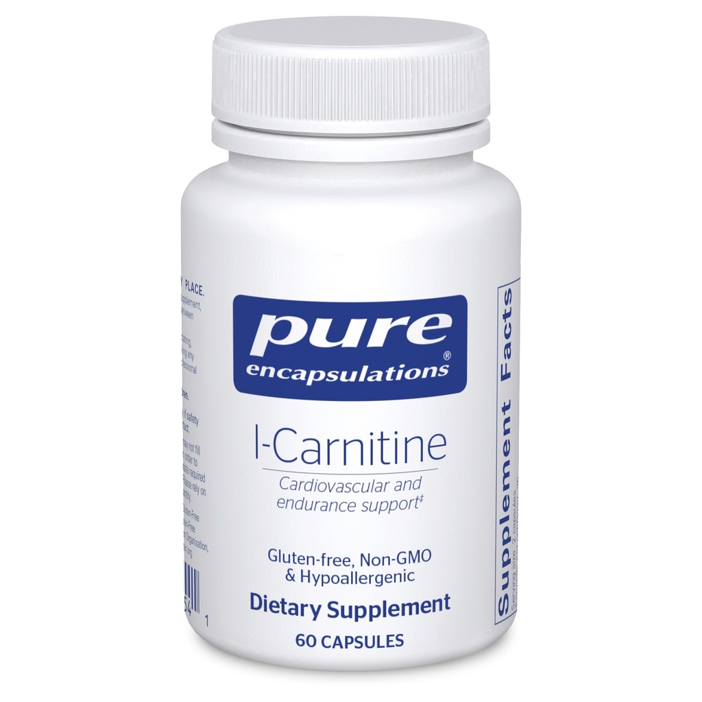 Encapsulations pures L-Carnitine.com Supplément hypoallergénique pour support cardiovasculaire et d'endurance.