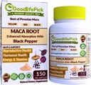 Capsules de racine de maca péruvienne avec poivre noir 150 ct. Premium jaune Maca rouge Maca et noir rouge Maca puissant 10:1 Tout type Maca extrait tout naturel non-OGM végétalien NO poudre de riz NO stéarate NO silicone