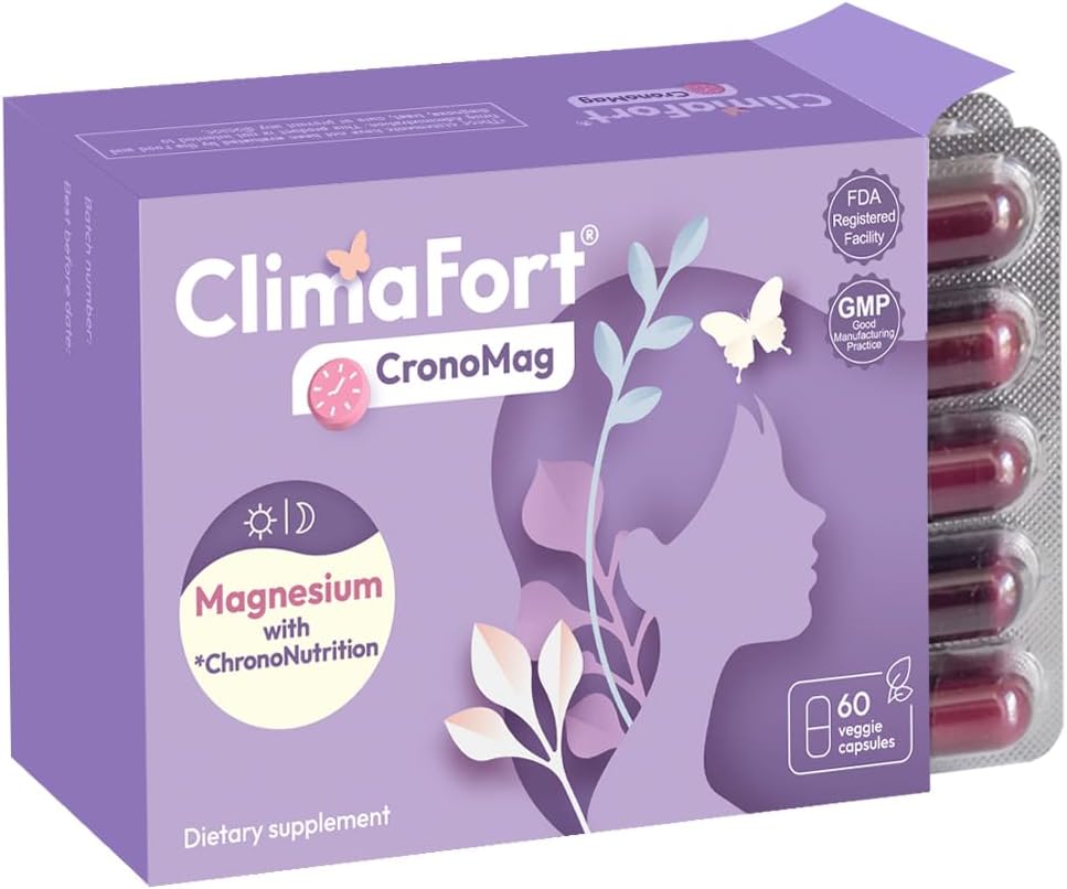 ClimaFort CronoMag.. Magnésium pour les femmes en ménopause. 5 Sels Bisglycinate + Glycerophosphate.