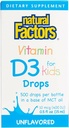 Facteurs naturels, vitamine D3 gouttes 400 UI (10 mcg) pour les enfants, soutient les os forts et la fonction immunitaire, 0,5 fl oz, 0,5 Oz