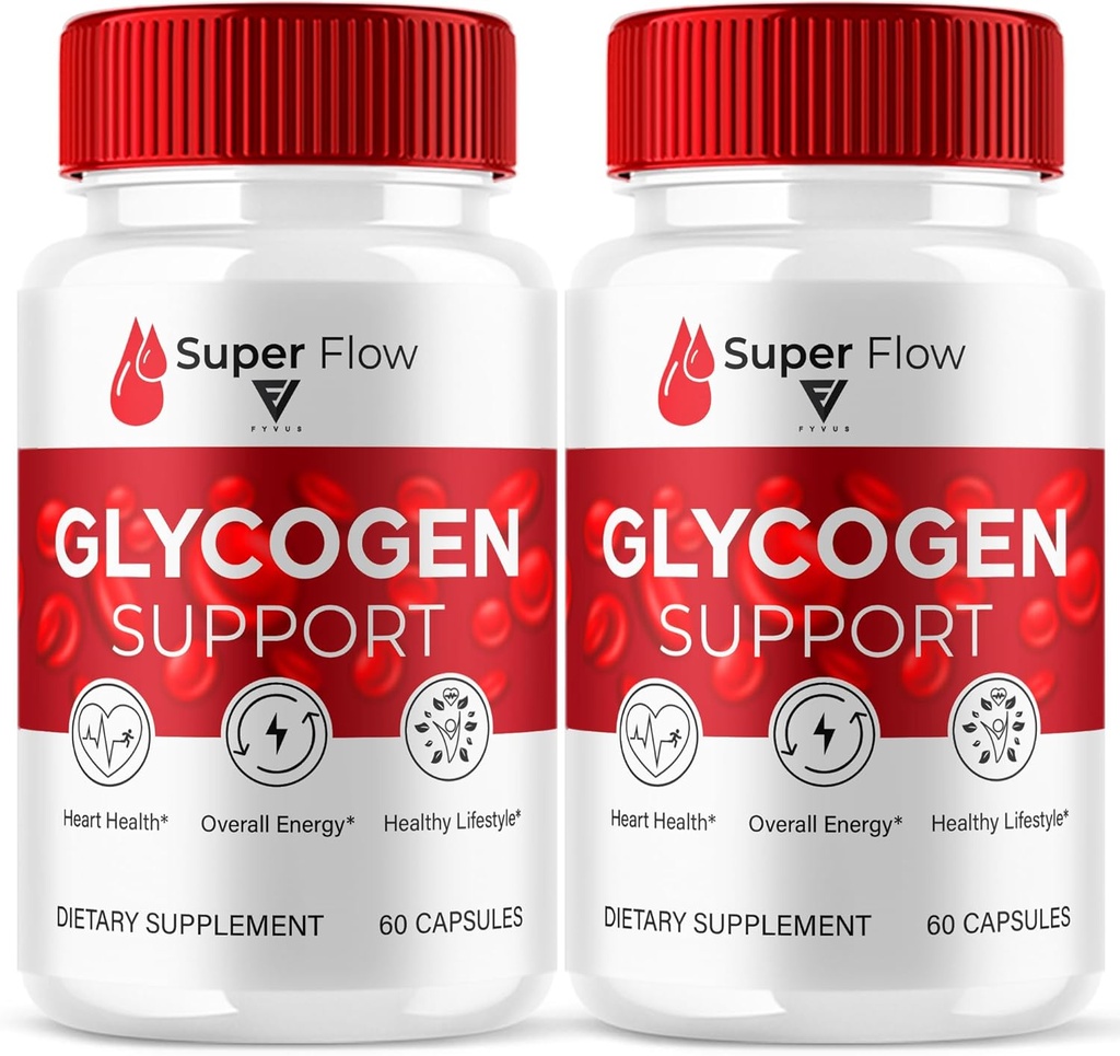 (2 Pack) Super Flow Super Glycogen Support Capsules, Super Flow Advanced Glycogen Health and Blood Wellness Support Supplément, SuperFlow Maximum Strength Glyco Formula Supplément (120 Capsules)