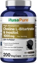 NusaPure Choline & Inositol 1000mg - 200 Caps Végétiques (100% Végétarien, non OGM) Biopérine