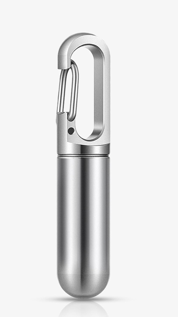 Porte-pilule porte-clés – Petit contenant de pilule avec carabinier – Boîtier de pilule en métal en acier inoxydable, étui de pilule portable pour la purse, sac à dos, porte-clés Pilule étanche pour la médecine