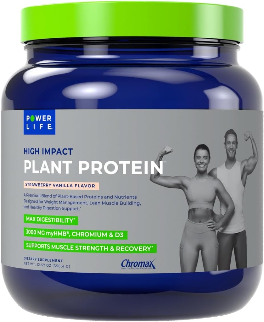 POWERLIFE Protéine de lactosérum à forte incidence avec 3000 MG de HMB, sans sucre ajouté, sans OGM, sans hormones et sans antibiotiques, 15 portions (Vanille de mûre - nouvelle formule)