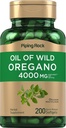 Piping Rock Oregano Oil Softgel Capsules 4000mg | 200 Pills | Herbal Extract Supplement | Wild Harvested | Non-GMO, Gluten Free