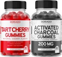 Tart Cherry (90 Gummies) Uric Acid Level Support puissant antioxydant avec graines de céleri et charbon activé (60 Gummies) Detox et nettoyage sains - formulé à partir de coquilles de noix de coco biologiques - États-Unis Fabriqué