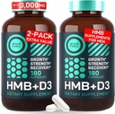 Capsules de supplément HMB et vitamine D3 - B-Hydroxy B-méthylbutyrate 1 000-3 000 MG Suppléments HMB avec vitamine D3 - Croissance musculaire, force, performance, pré-entraînement, récupération musculaire - 360 capsules