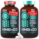 Capsules de supplément HMB et vitamine D3 - B-Hydroxy B-méthylbutyrate 1 000-3 000 MG Suppléments HMB avec vitamine D3 - Croissance musculaire, force, performance, pré-entraînement, récupération musculaire - 360 capsules