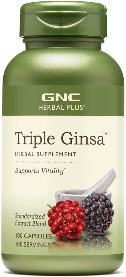 Supplément GNC Herbal Plus Triple Ginsa, soutient la vitalité, 100 services