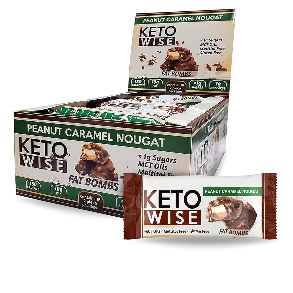 Bombes à graisse de Keto Wise - Fabriqué avec du chocolat contenant de l'huile de MCT - Faible gras, faible glucides et kéto - 7g de gras, 2g de glucides nets