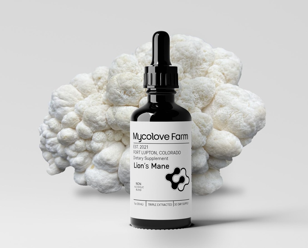Mycolove Farm Bio Lion's Mane & Gotu Kola Tecture - Boost la clarté mentale - Extrait du corps fruitier