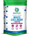 BioTrust Multi Collagen Protein Powder + Keto MCT Oil – 5 Types (I, II, III, V, X) & 100% Caprylic Acid C8 - Soutien Cétones élevées, métabolisme, articulations et beauté Tous dans 1 Collagène Poudre (non aromatisée)