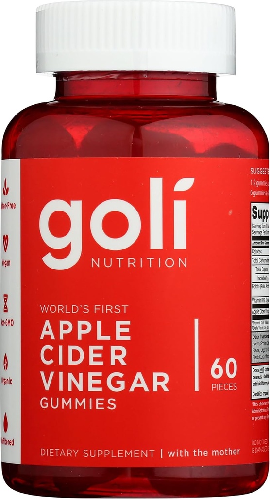 Goli Nutrition Le premier vinaigre de cidre de pomme au monde 60 Nombre, 60 Nombre