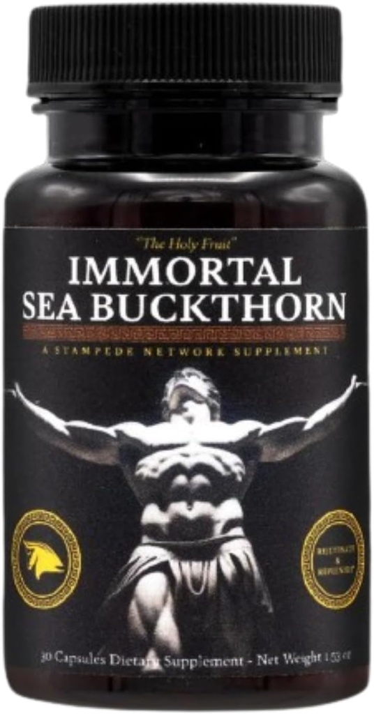 Capsules de Buckthorn de mer immortal – Puissance antique, Vitalité moderne pour les hommes et les femmes avec Oméga 3, 6, 7, 9 et Antioxydants pour la peau radiante, l'énergie et le soutien immunitaire.